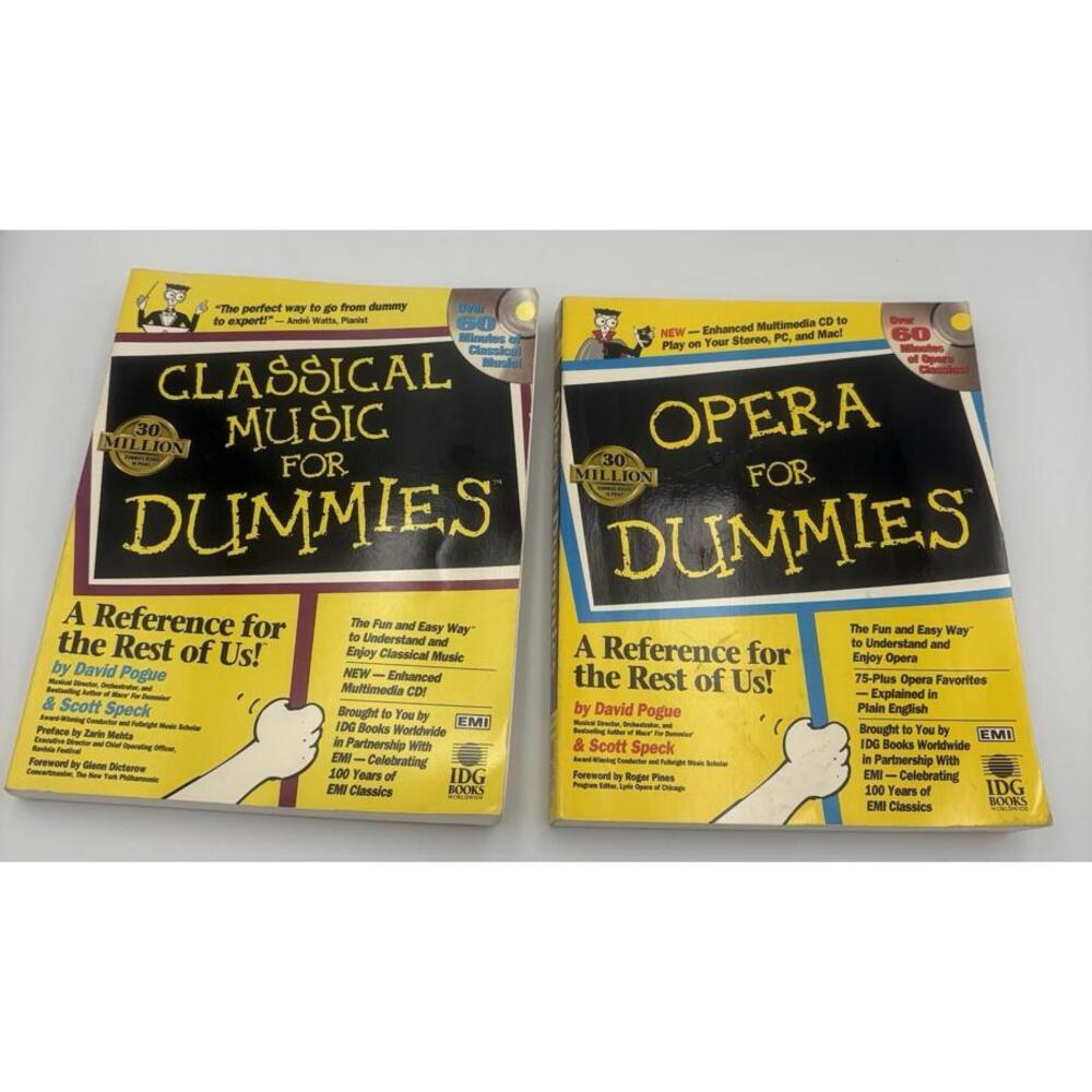(2) Classical Music & Opera For Dummies Reference Music Guide Book Without CDs